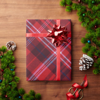 Papier Cadeau Bold Red Black and White Tartan Plaid