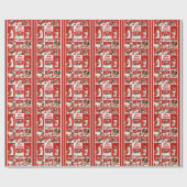 Papier Cadeau Bold Red Merry Christmas Photo Collage 2025 (Plat)