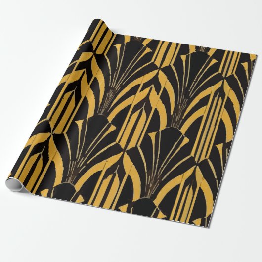 Papier Cadeau Bold Yellow and Black Modern Abstract Pattern (Déroulé)