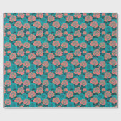 Papier Cadeau Boldly Stylized Roses In Shades Of Teal And Turquo (Plat)