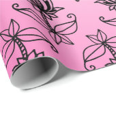 Papier Cadeau Bollywood rose et noir (Coin rond)