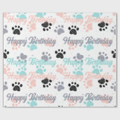 Papier Cadeau Bon texte d'anniversaire, empreintes de pattes de  (Plat)