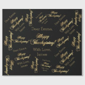 Papier Cadeau Bon thanksgiving Chic Black Faux Gold Foil Texte (Plat)
