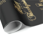 Papier Cadeau Bon thanksgiving Chic Black Faux Gold Foil Texte (Coin rond)