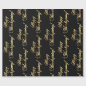 Papier Cadeau Bon thanksgiving Chic Black Faux Gold Foil Texte (Plat)