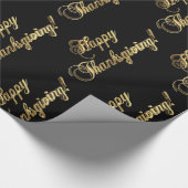 Papier Cadeau Bon thanksgiving Chic Black Faux Gold Foil Texte (Coin)
