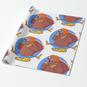 Papier Cadeau bon thanksgiving dinde pizza drôle