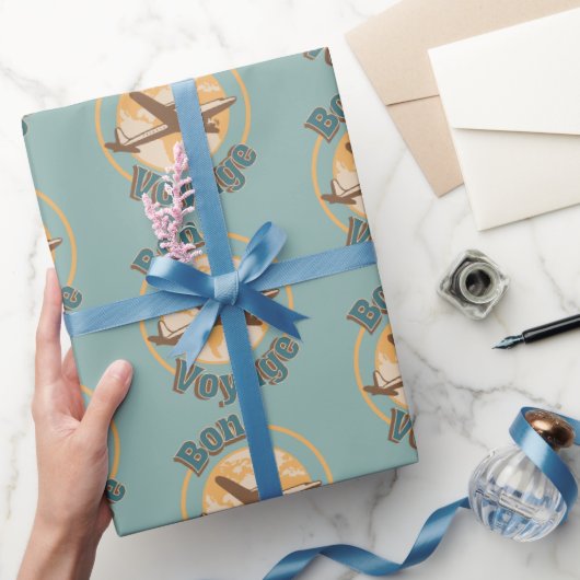 Papier Cadeau Bon voyage Voyage Voyageons dans le monde design (Cadeaux)