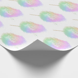 Papier Cadeau Bonbon de coton parties scintillant arc-en-ciel mi