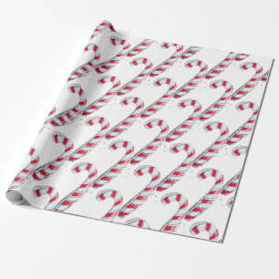 Papier Cadeau Bonbon de Noël en forme de canne