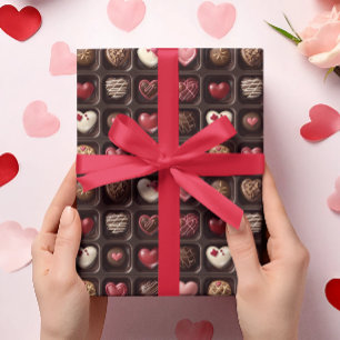 Papier Cadeau Bonbons au chocolat de la Saint-Valentin