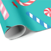 Papier Cadeau Bonbons colorés Noël (Coin rond)