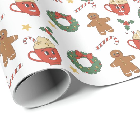 Papier Cadeau Bonbons de Noël (Coin rond)