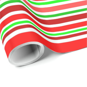 Papier Cadeau Bonbons de Noël de style canne à sucre rayures rou