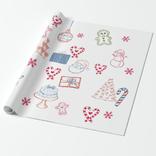 Papier Cadeau Bonbons de Noël Fantaisistes et Pain d'Épice