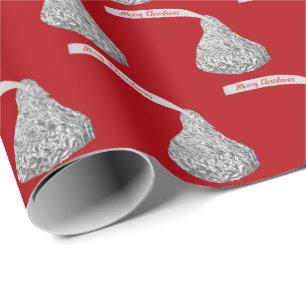 Papier Cadeau Bonbons de Noël Joyeux Sur Rouge