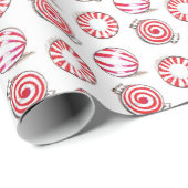 Papier Cadeau Bonbons de Noël rouges et blancs (Coin rond)