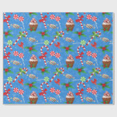 Papier Cadeau Bonbons de Noël, sucrerie et gâteau (Plat)