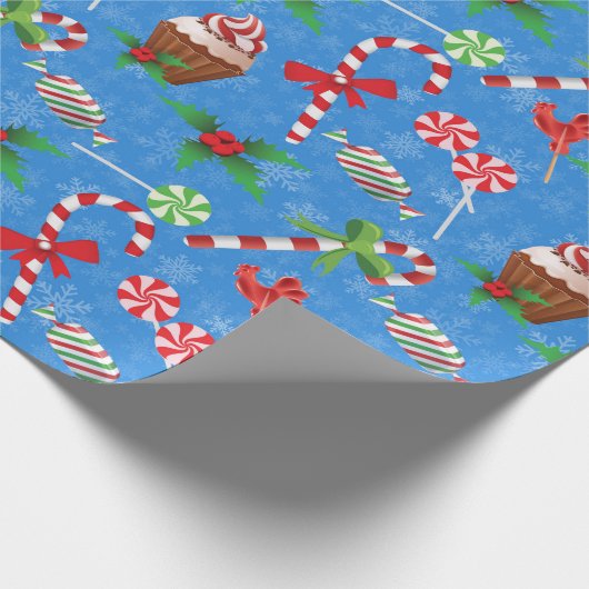Papier Cadeau Bonbons de Noël, sucrerie et gâteau (Coin)