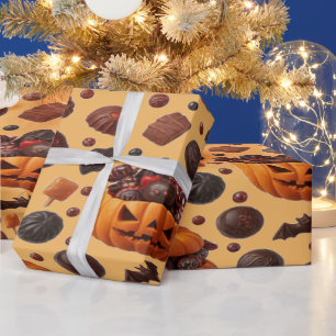 Papier Cadeau Bonbons D'Halloween Dracula Et Chocolat Sombre