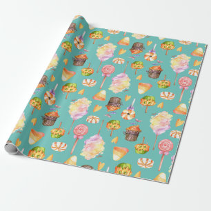Papier Cadeau Bonbons d'Halloween sans couture motif