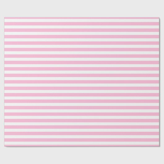 Papier Cadeau Bonbons en coton rose blanc simple horizontal rayé (Plat)