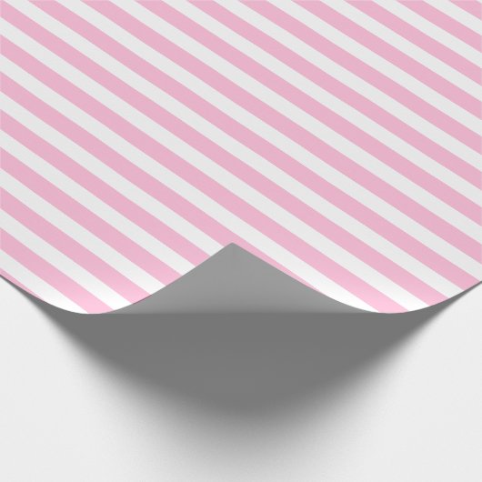 Papier Cadeau Bonbons en coton rose blanc simple horizontal rayé (Coin)