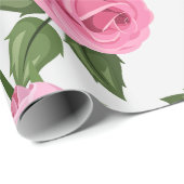 Papier Cadeau Bonbons en coton rose Rose Motif papier à envelopp (Coin rond)