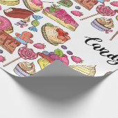 Papier Cadeau Bonbons et Dessert Doodles Sweet Traitements Motif (Coin)