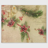 Papier Cadeau Bonbons, feuilles et ornements Noël (Plat)