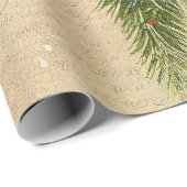 Papier Cadeau Bonbons, feuilles et ornements Noël (Coin rond)