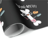 Papier Cadeau Bone Apetit Funny Cuisine Pun Dark BG (Coin rond)