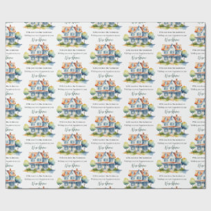 Papier Cadeau Bonheur Nouvelle Maison Aquarelle Personnalisée