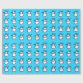 Papier Cadeau Bonhomme de neige bleu (Plat)