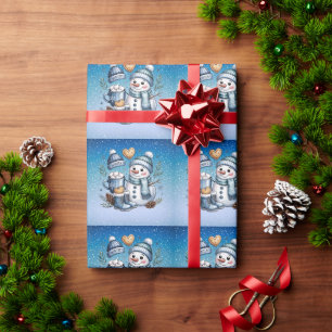 Papier Cadeau Bonhomme de neige confortable d'hiver