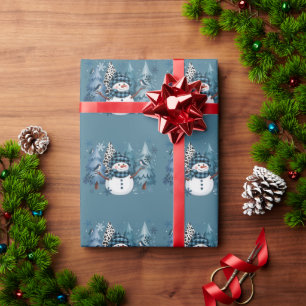 Papier Cadeau Bonhomme de neige drôle de Noël Xmas vacances Arbr