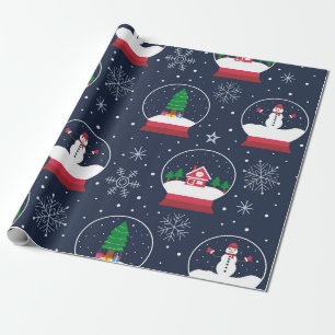 Papier Cadeau Bonhomme de neige et sapin de Noël avec boule à ne