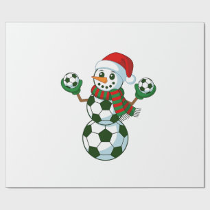 Papier Cadeau Bonhomme de neige Football Noël Amoureux du Sport