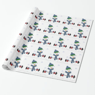 Papier Cadeau Bonhomme de neige levant des poids