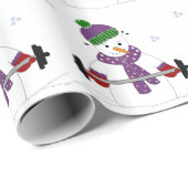 Papier Cadeau Bonhomme de neige levant des poids (Coin rond)