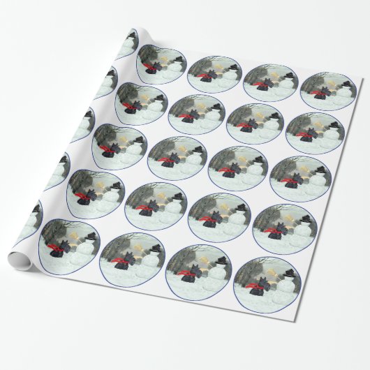 Papier Cadeau Bonhomme de neige Scottish Terrier (Déroulé)