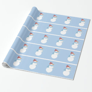Papier Cadeau Bonhomme de neige tenant un flocon de neige magiqu