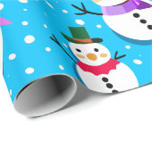 Papier Cadeau bonhommes de neige (Coin rond)