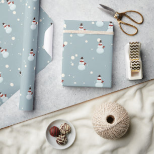 Papier Cadeau Bonhommes de neige et flocons de neige