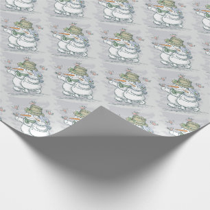 Papier Cadeau Bonhommes de neige et oiseaux