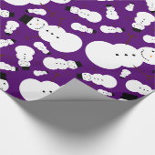 Papier Cadeau Bonhommes de neige pourpres (Coin)