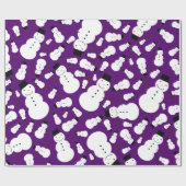 Papier Cadeau Bonhommes de neige pourpres (Plat)