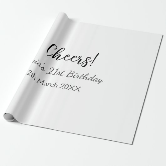 Papier Cadeau Bonjour 21e anniversaire ajouter nom date simple m (Déroulé)