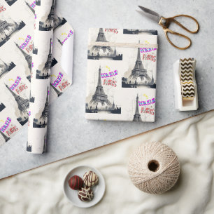 Papier Cadeau Bonjour Paris coloré