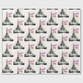 Papier Cadeau Bonjour Paris coloré (Plat)